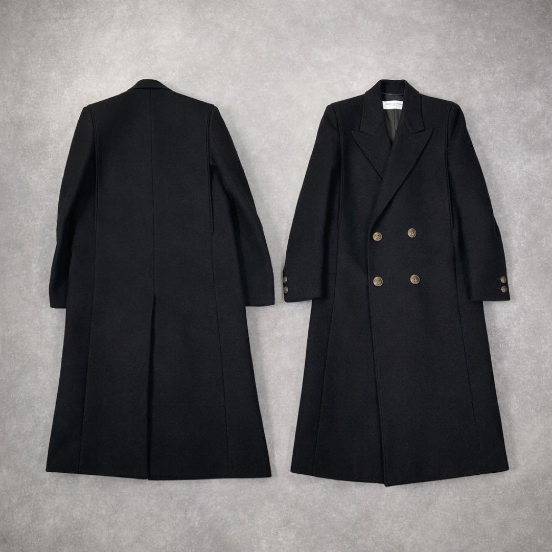 22AW SAINT LAURENT ダブルブレステッドロングコート 46 黒