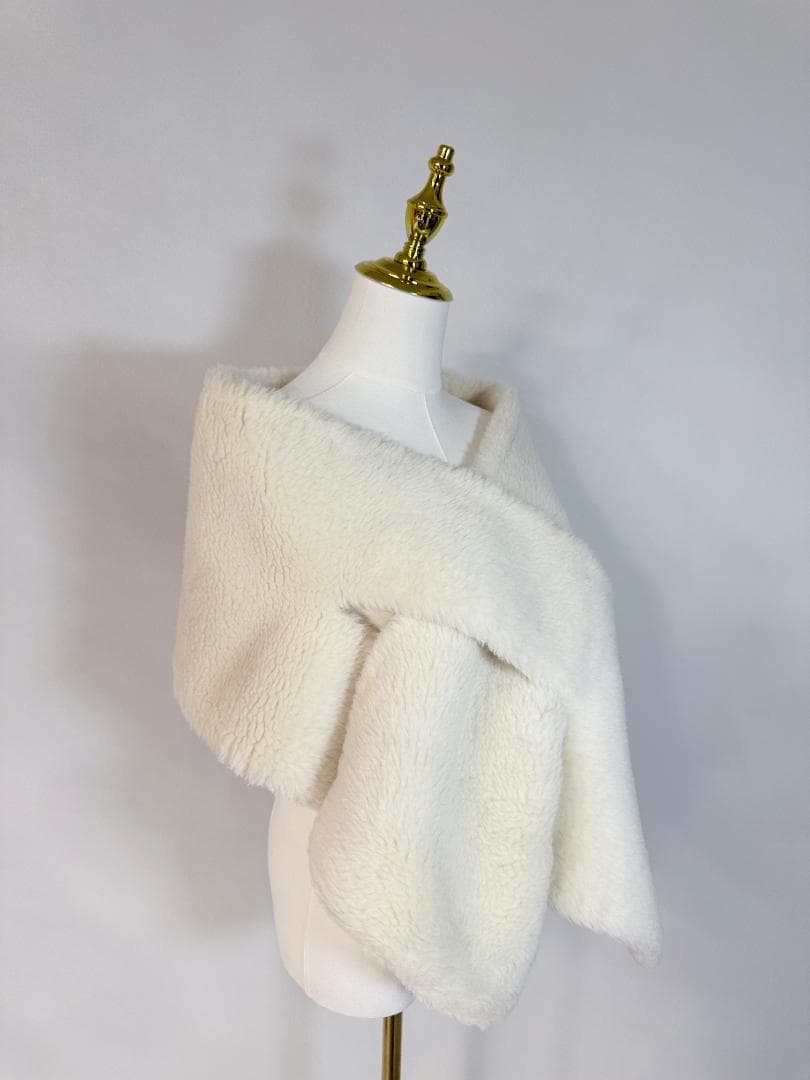 未使用級★Max Mara/マックスマーラ テディマフラー ストール ホワイト