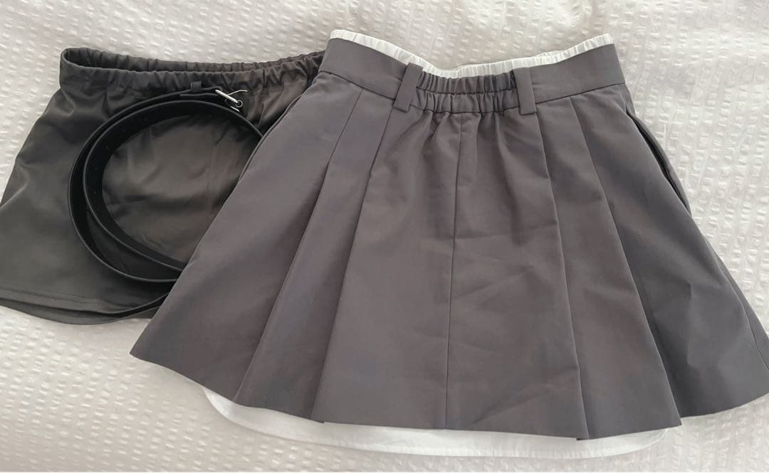 eimy istoire レイヤードプリーツミニスカート グレー S