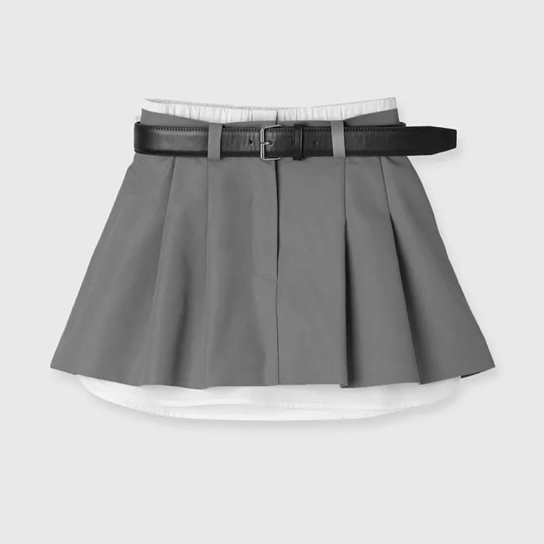 eimy istoire レイヤードプリーツミニスカート グレー S
