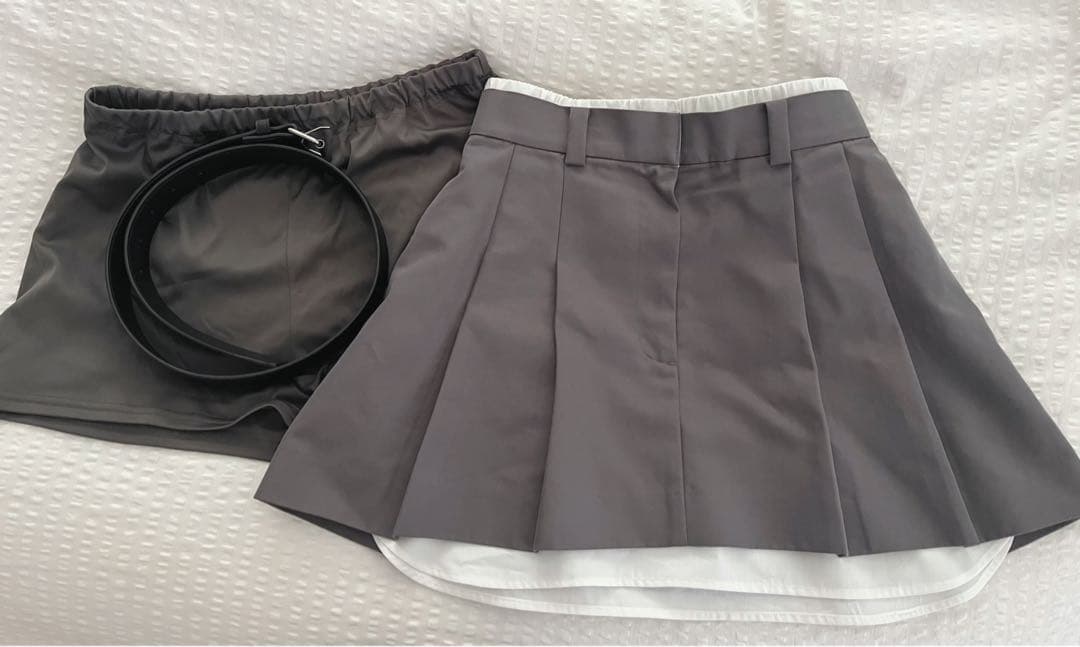 eimy istoire レイヤードプリーツミニスカート グレー S