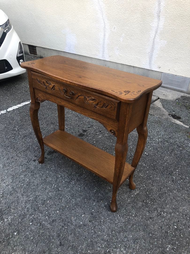 アンティーク調 猫脚コンソールテーブル エレガント ナイトテーブル 引き出し付き