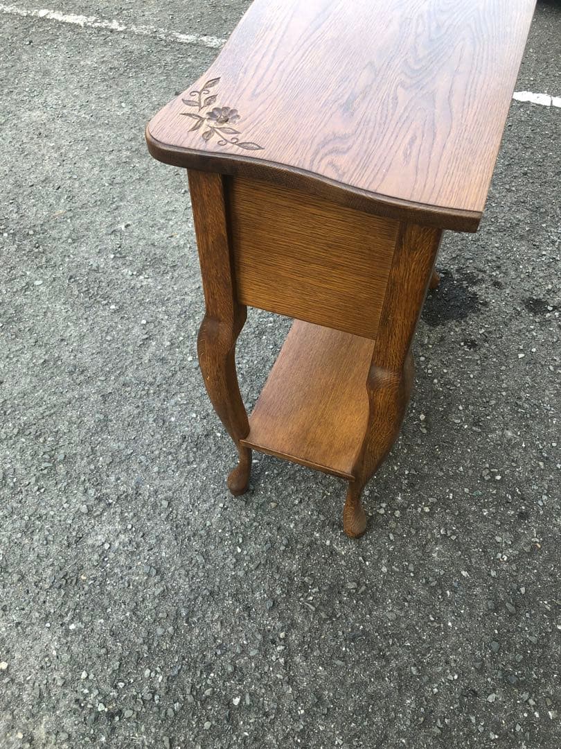 アンティーク調 猫脚コンソールテーブル エレガント ナイトテーブル 引き出し付き