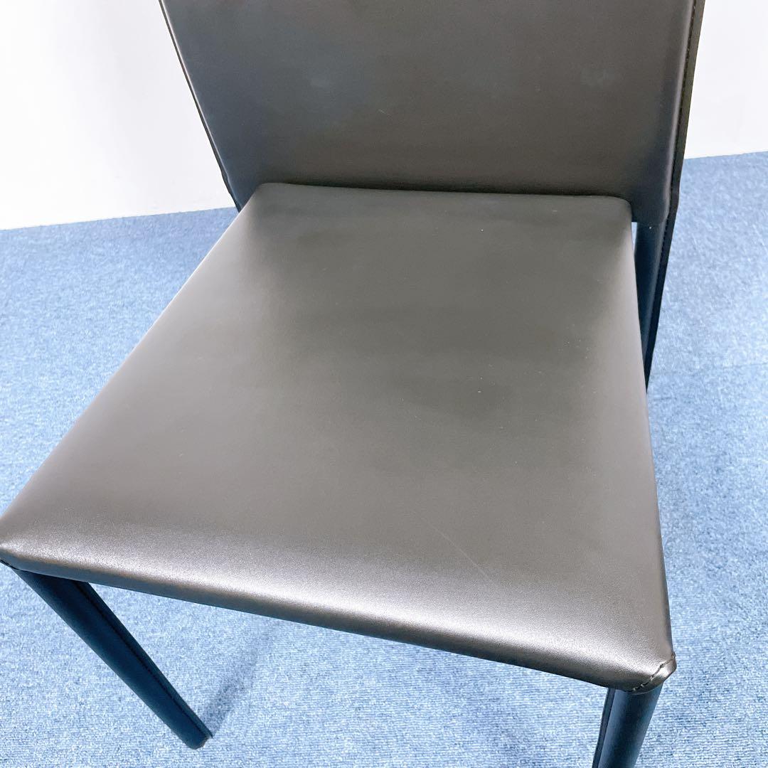 【未使用送料込】あずま工芸 レザーダイニングチェア 黒 2脚セット②