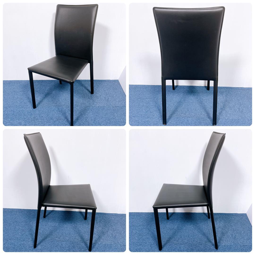 【未使用送料込】あずま工芸 レザーダイニングチェア 黒 2脚セット②