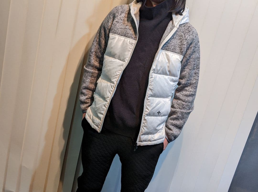 ロックデュード　ダウンジャケット　異素材　ニット　パーカー　ゴルフ　ウェア　白