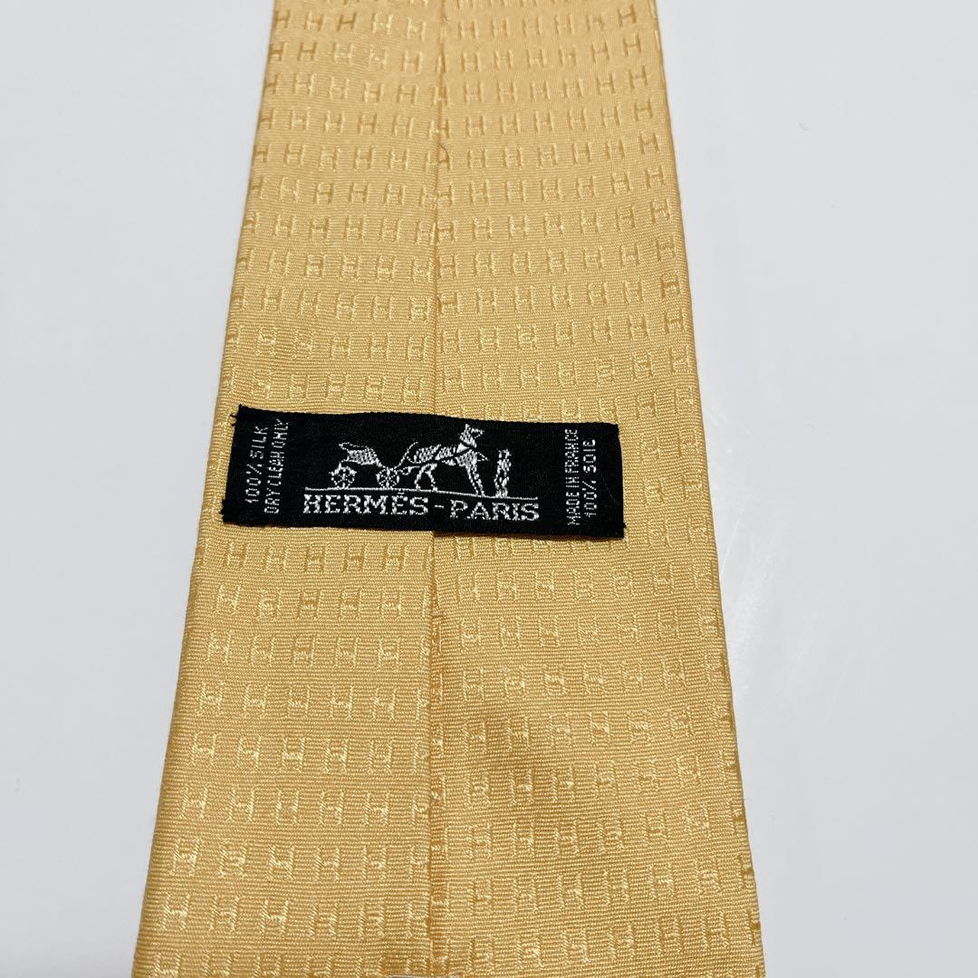 美品 エルメス ネクタイ ハイブランド H柄 ファソネ 光沢ジャガード織り 希少