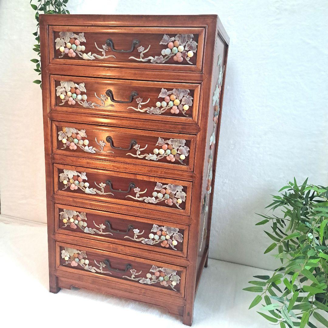 美術品 　希少　石細工　中国　 チェスト　工芸品　箪笥 骨董　アンティーク