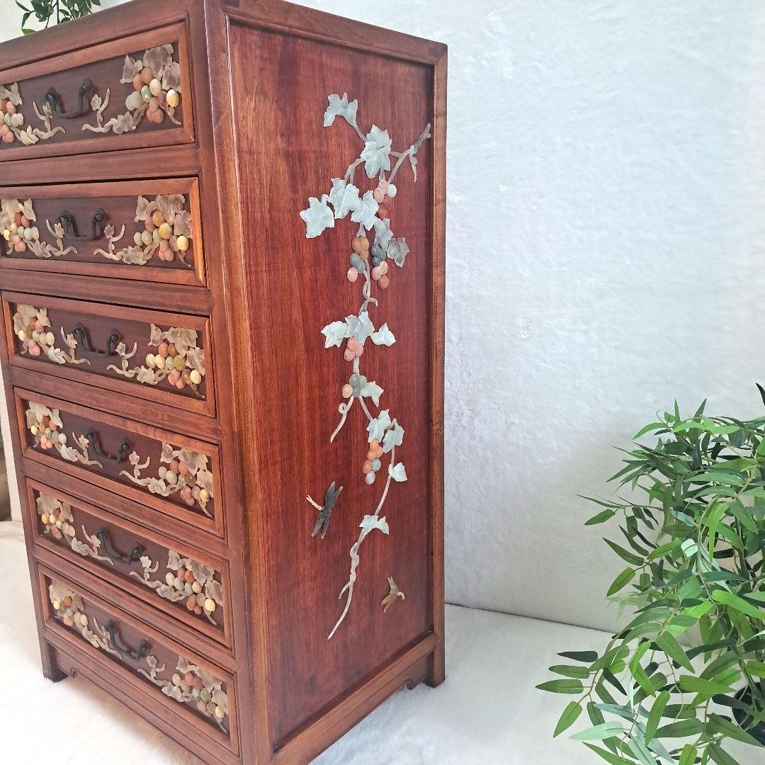 美術品 　希少　石細工　中国　 チェスト　工芸品　箪笥 骨董　アンティーク