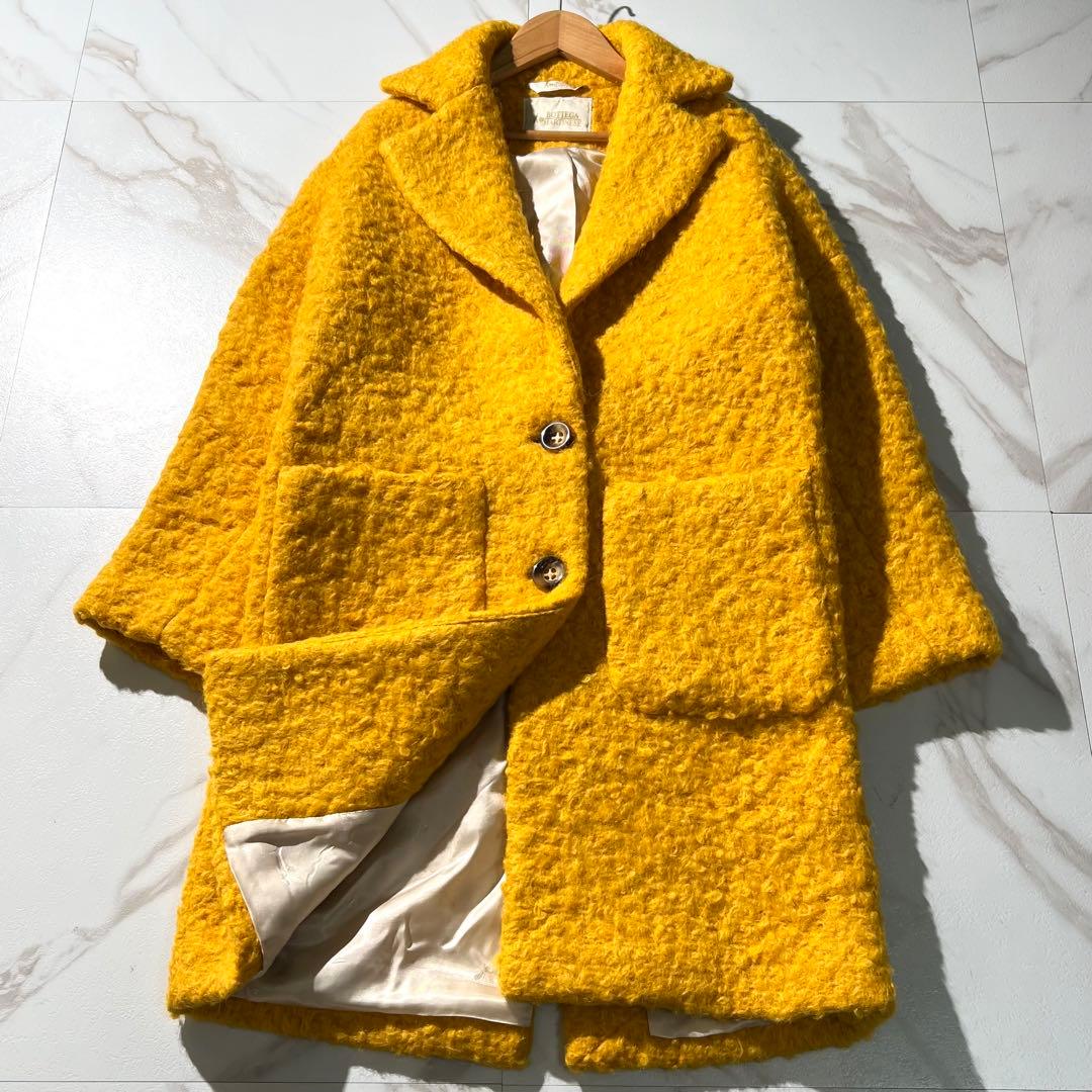 現行に近い✨ ボッテガマルティネーゼ ボアコート 女優襟 アルパカ素材 イエロー