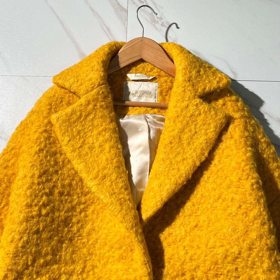 現行に近い✨ ボッテガマルティネーゼ ボアコート 女優襟 アルパカ素材 イエロー
