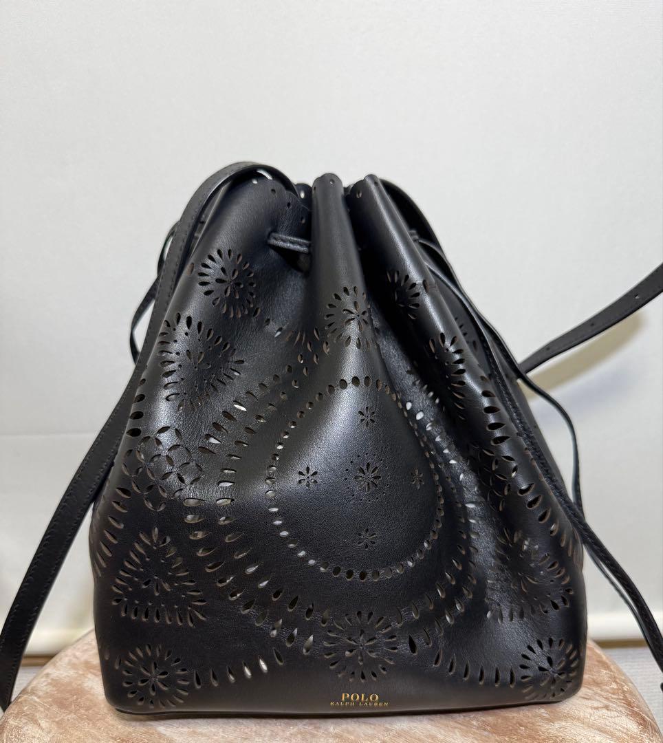 ポロラルフローレン カットワーク ネイティブ柄巾着ショルダーバッグ