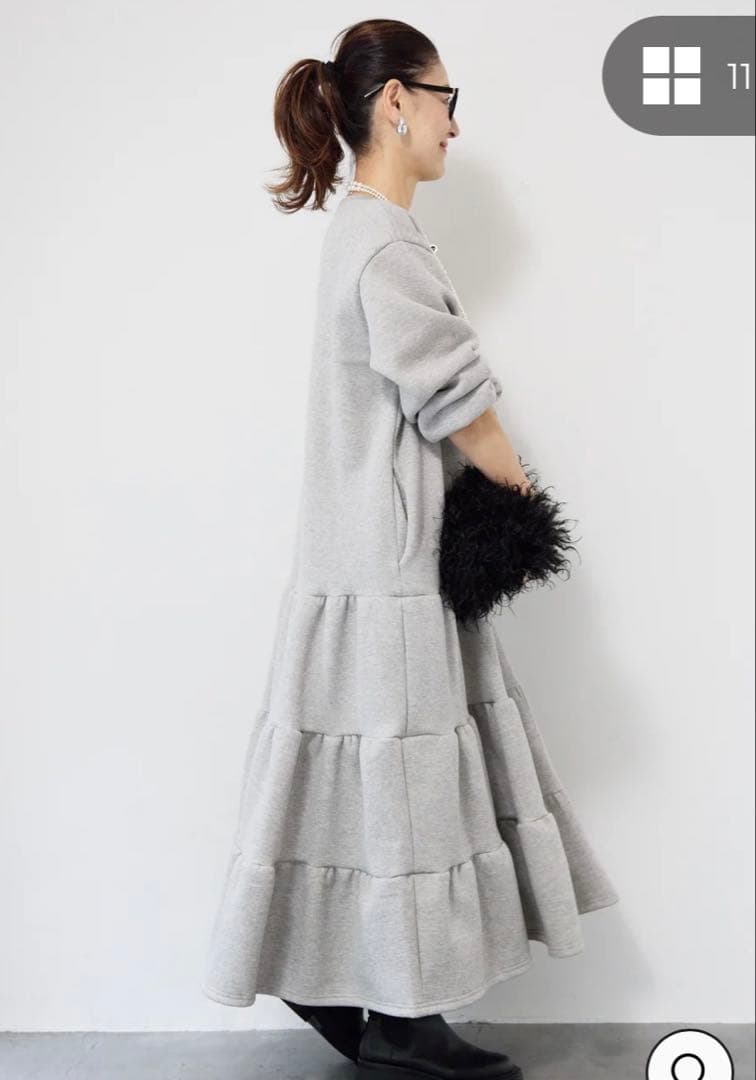 ティアードスウェットワンピース (グレー/ブラック)2点セット