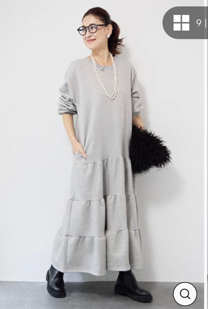 ティアードスウェットワンピース (グレー/ブラック)2点セット