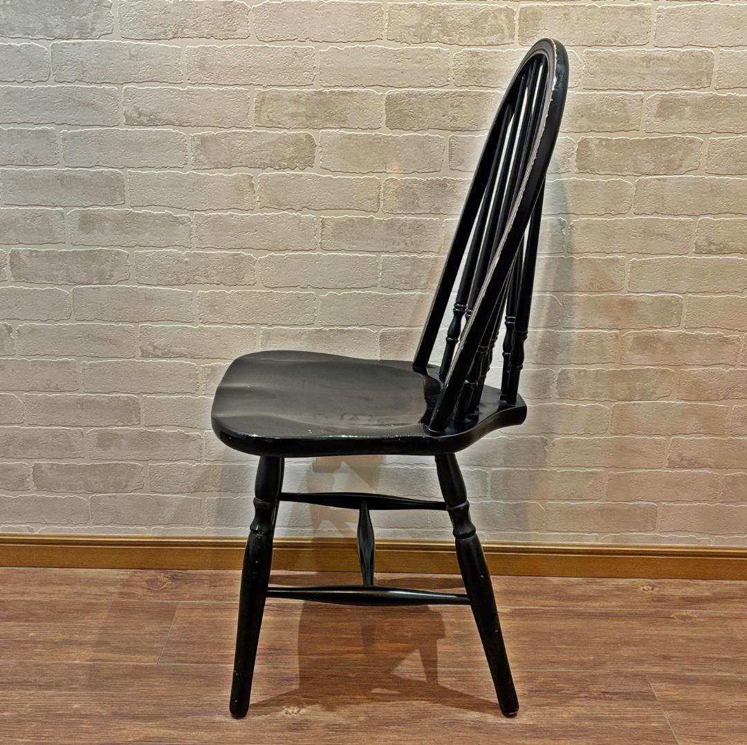 秋田木工 アンティーク レトロ ブラック スピンドルバック ウィンザーチェア②