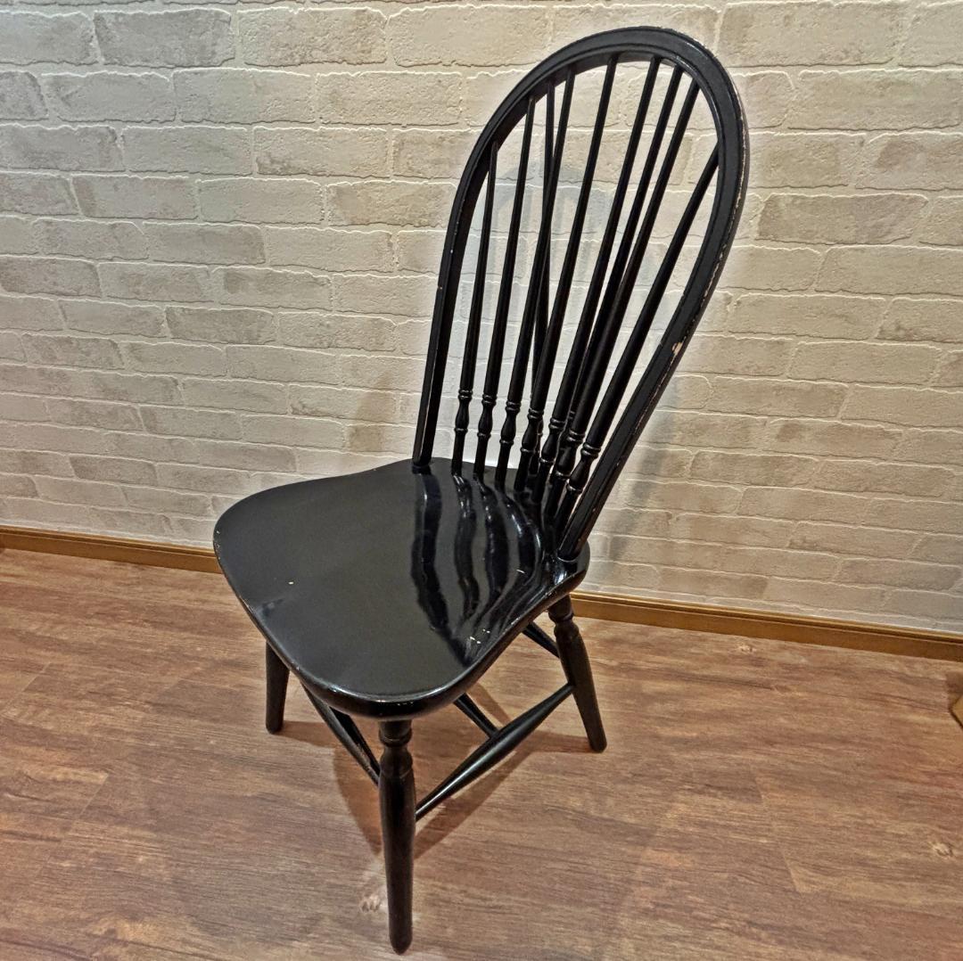 秋田木工 アンティーク レトロ ブラック スピンドルバック ウィンザーチェア②