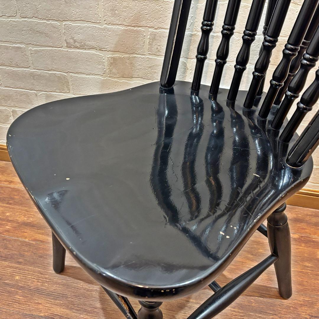 秋田木工 アンティーク レトロ ブラック スピンドルバック ウィンザーチェア②