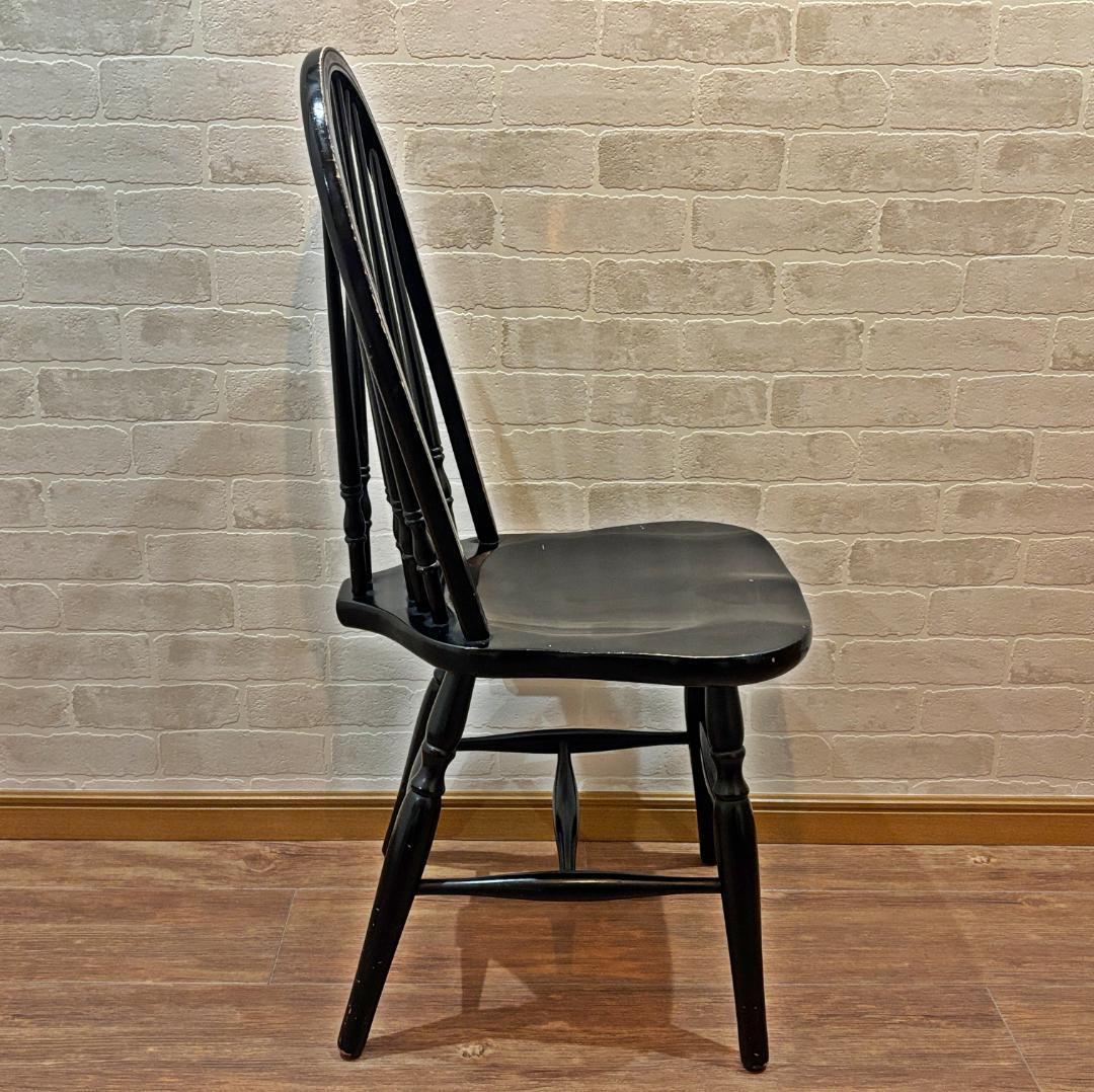 秋田木工 アンティーク レトロ ブラック スピンドルバック ウィンザーチェア②