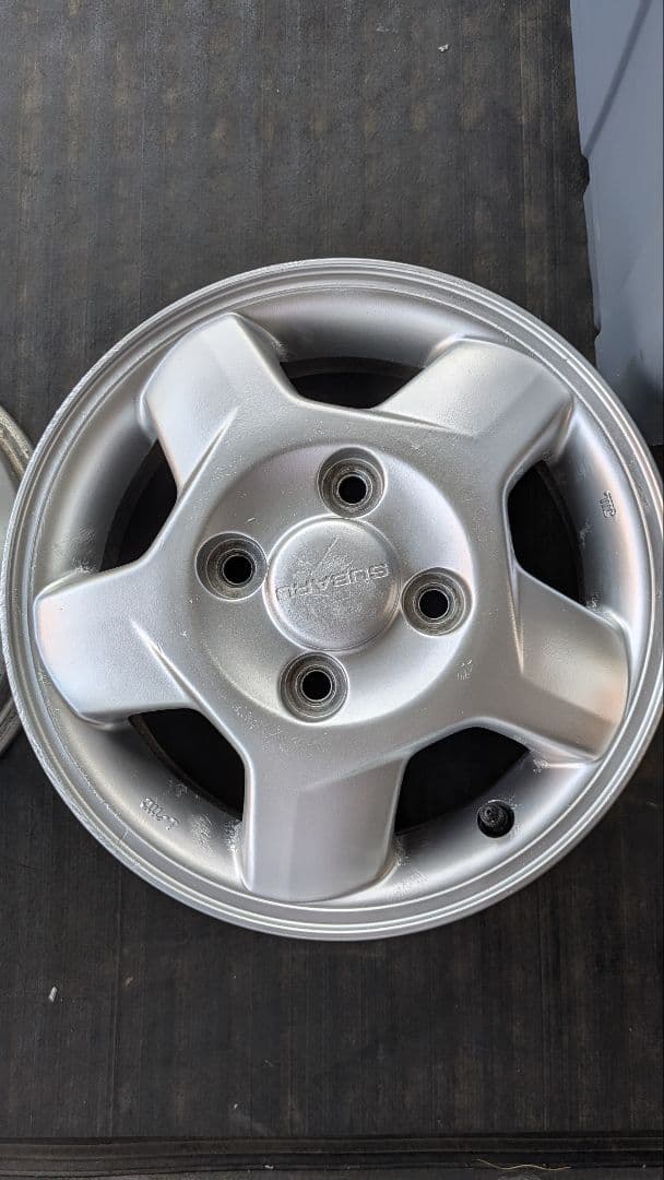 スバル純正　シルバー 5スポーク アルミホイール 12インチ　エアバルブ新品