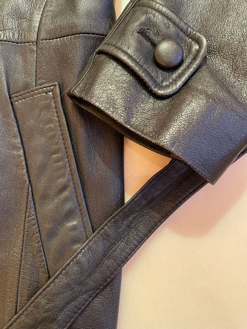 柔らか上質ラムレザートレンチコート❣️ダブルブレスト‼️国内宝飾展示会❣️定価35万円