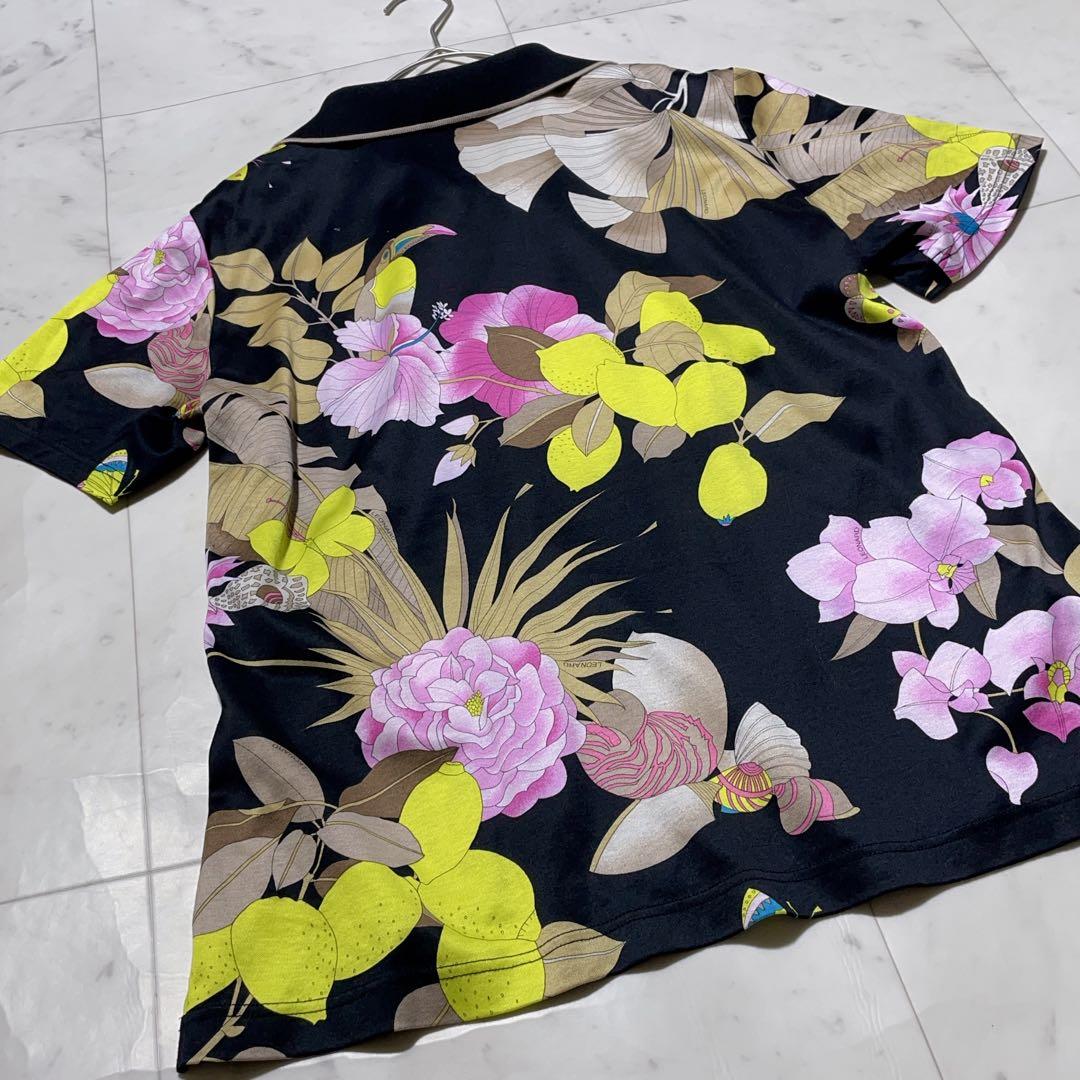 美品✨　レオナールスポーツ　半袖　ポロシャツ　LLサイズ　花柄　ピンク　大きめ