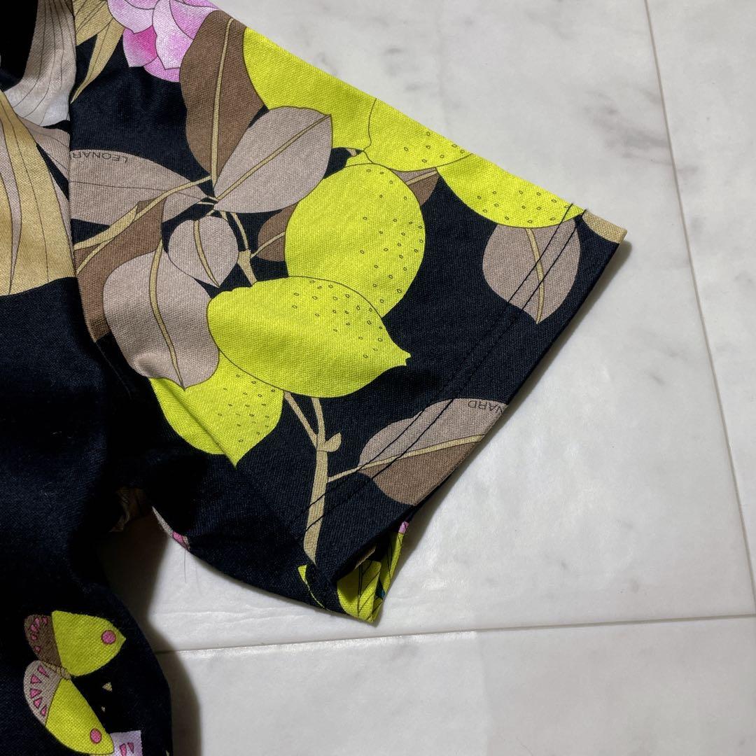 美品✨　レオナールスポーツ　半袖　ポロシャツ　LLサイズ　花柄　ピンク　大きめ