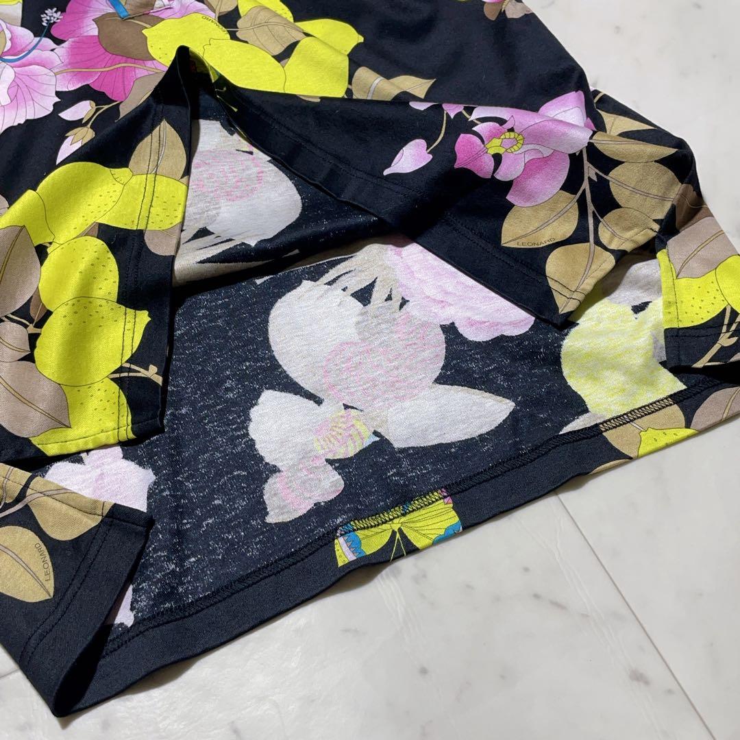 美品✨　レオナールスポーツ　半袖　ポロシャツ　LLサイズ　花柄　ピンク　大きめ