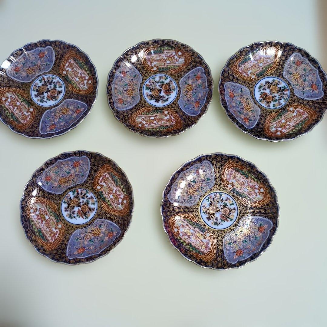 日肥其泉 昭和年製 献上手古伊万里金彩皿 5枚セット