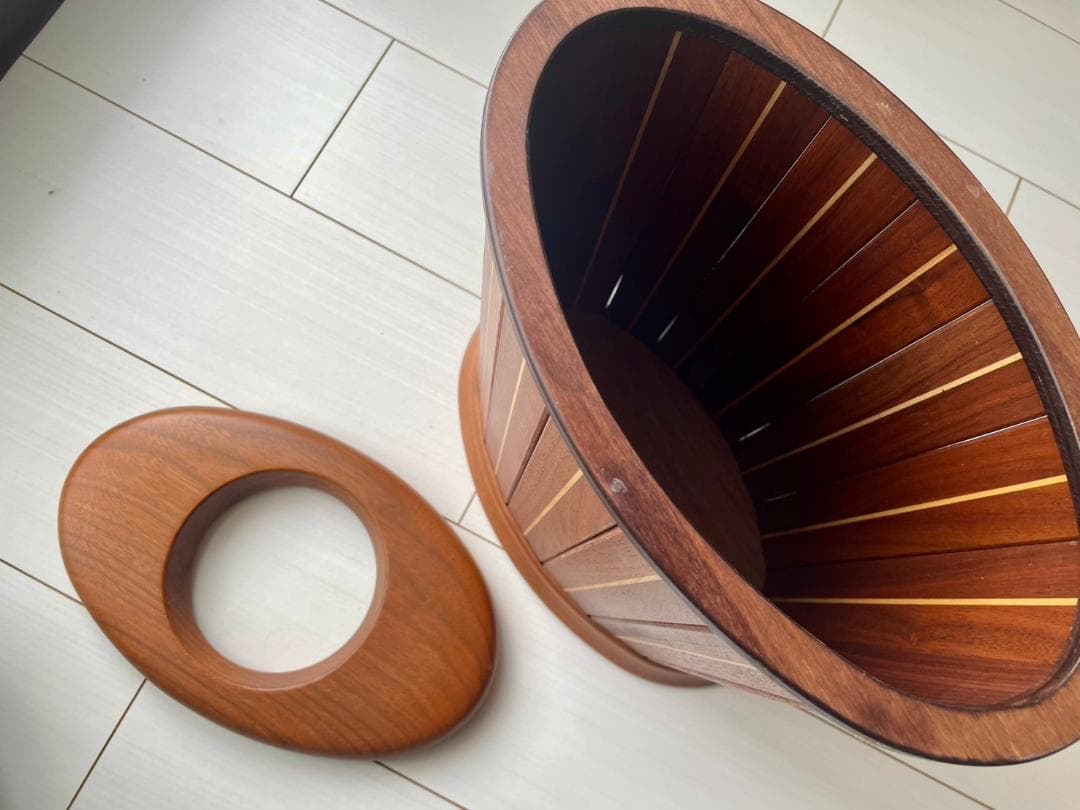 旭川家具 ササキ工芸 天然木 くずかご 楕円 ウォルナット