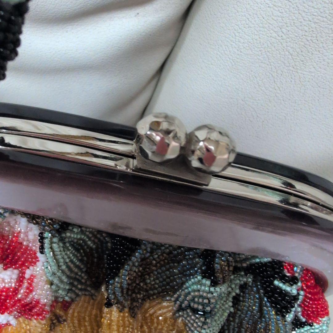 はな　ビーズ和装バック　花柄刺繍 　がま口バッグ　美品