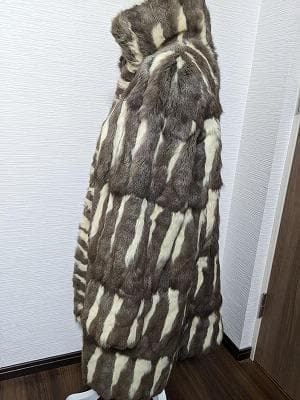 271　ロシアリス　毛皮　リバーシブル　シルク　コート　ライナー　リアルファー