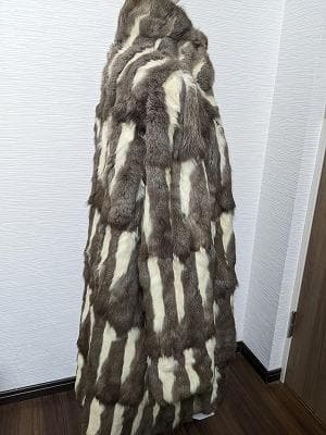 271　ロシアリス　毛皮　リバーシブル　シルク　コート　ライナー　リアルファー