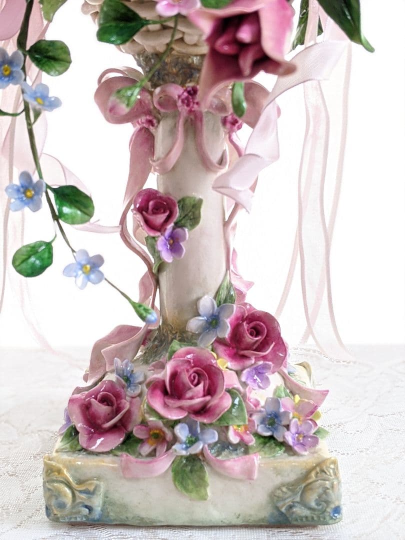 クレイフラワー♡ロココ調薔薇のフラワーアレンジメント♡ハンドメイド