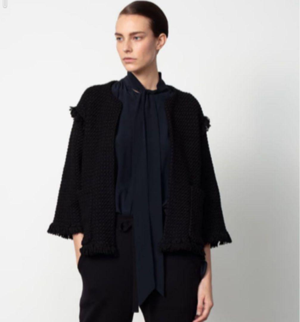 Drawer　ノーカラー　ジャケット　ニットツイード　秋冬