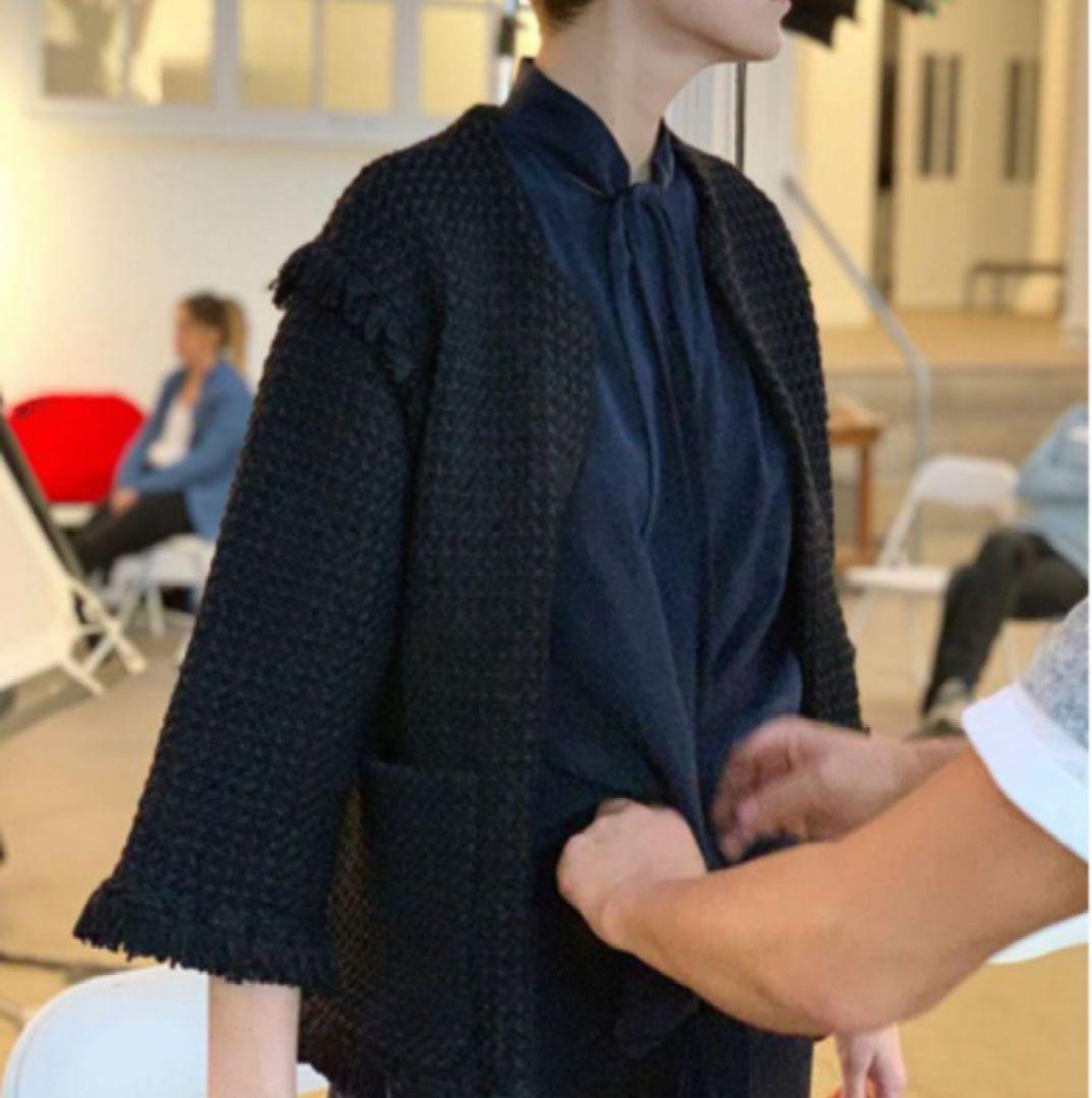 Drawer　ノーカラー　ジャケット　ニットツイード　秋冬