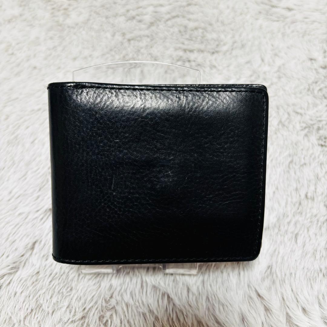 【良品】ヴィヴィアン・ウエストウッド オーブ　黒 レザー 二つ折り財布 型押し