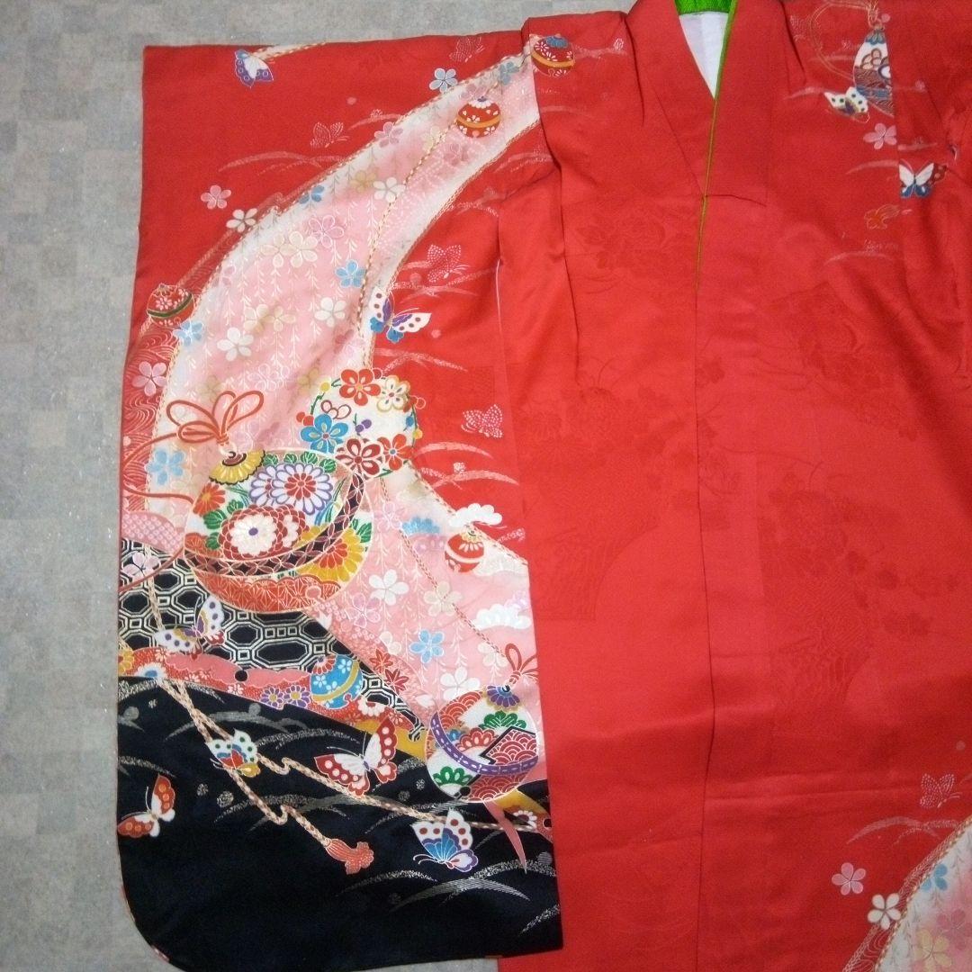 艶やか【七五三7歳～ハーフ成人式用】赤色振袖フルセット