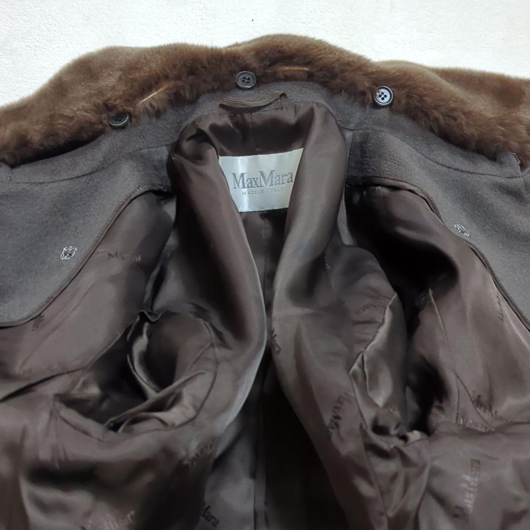 マックスマーラ 42 キャメルヘア ヌートリアファー ピーコート 白タグ