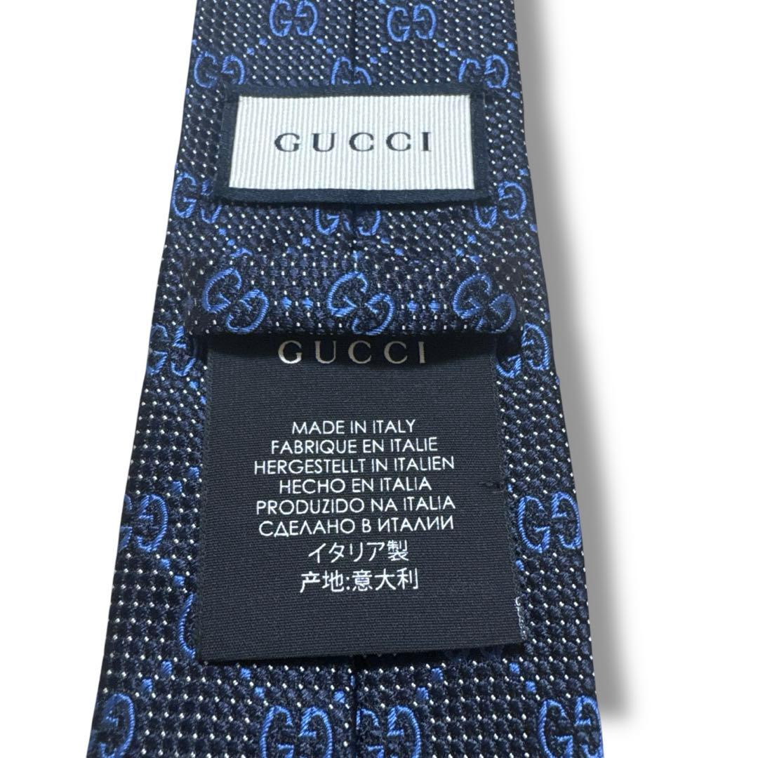 【美品】GUCCI グッチ　ネクタイ GG柄 蜂 ブラック現行タグ