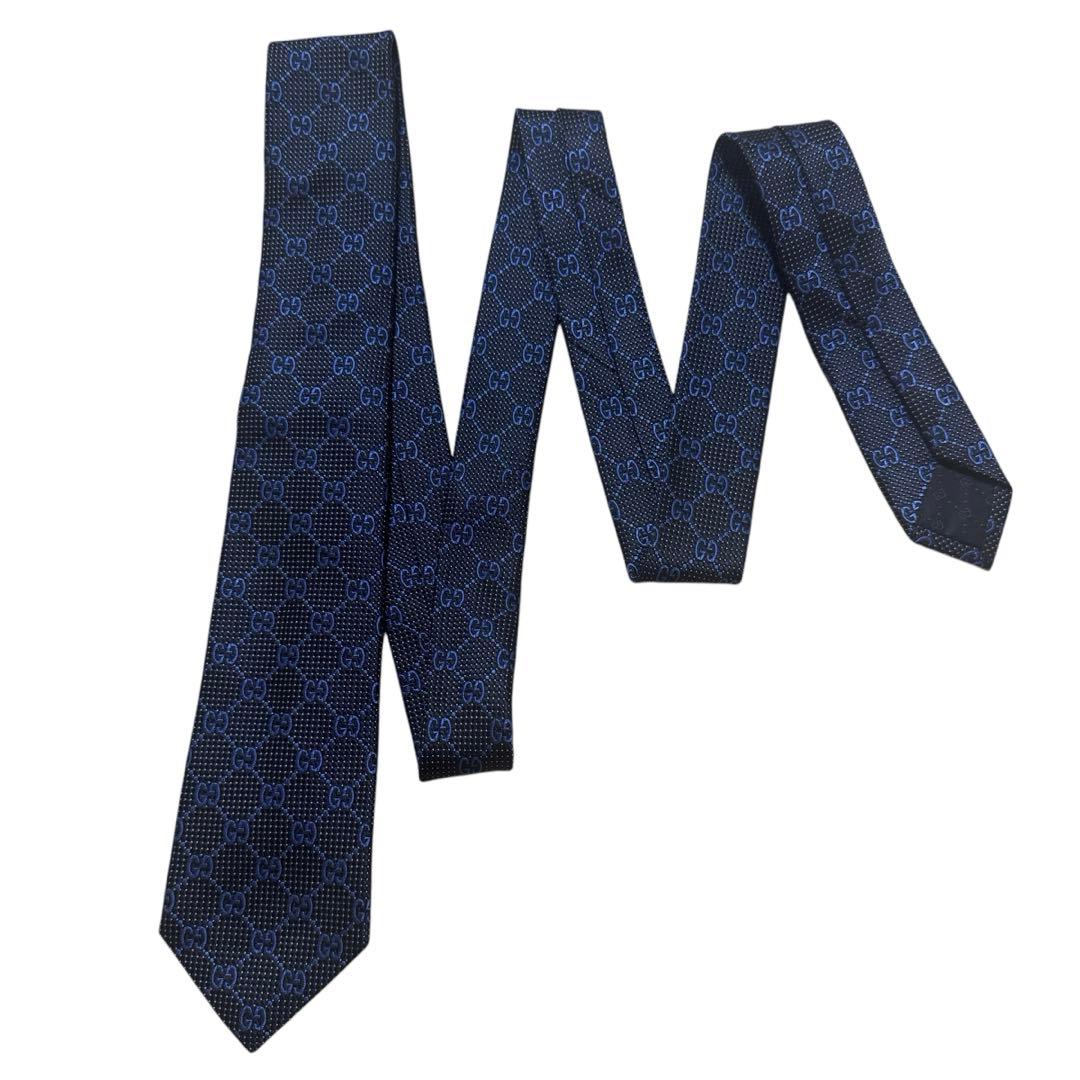 【美品】GUCCI グッチ　ネクタイ GG柄 蜂 ブラック現行タグ