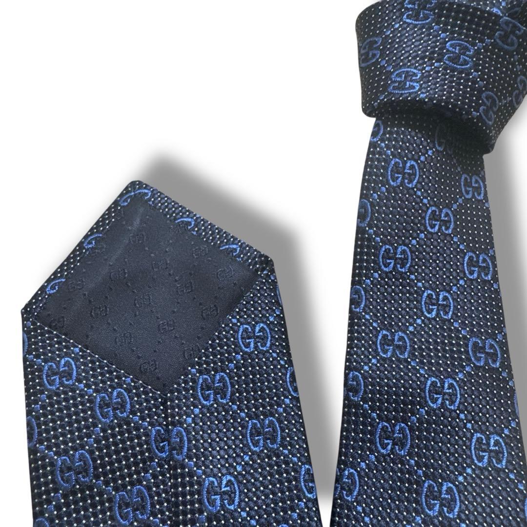 【美品】GUCCI グッチ　ネクタイ GG柄 蜂 ブラック現行タグ