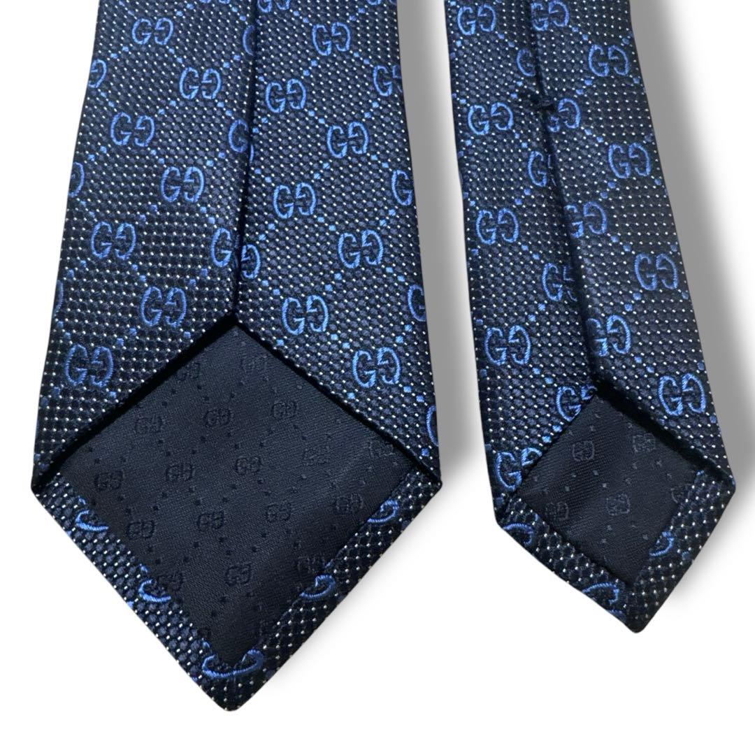 【美品】GUCCI グッチ　ネクタイ GG柄 蜂 ブラック現行タグ