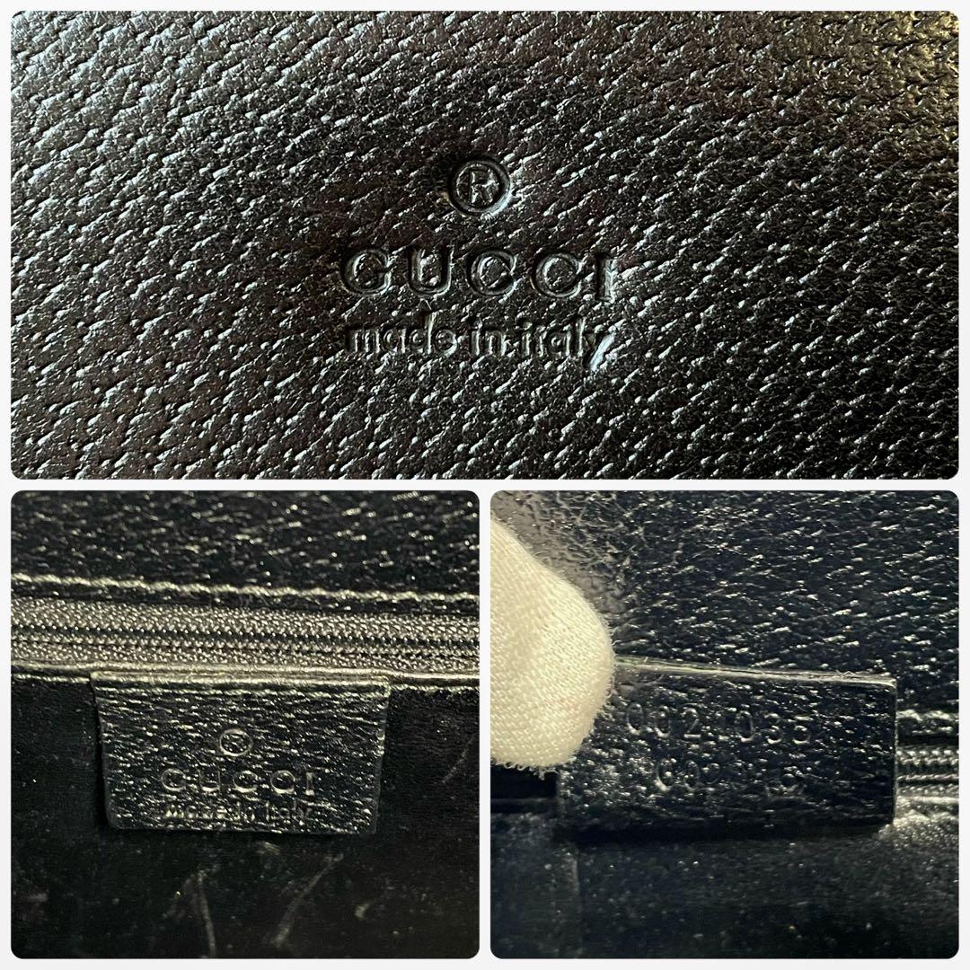 美品 グッチ バンブー レザー ハンド バッグ ビジネス シルバー 金具 黒