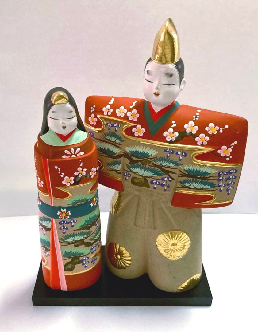 雛人形 京人形 小田益三作 ひな祭り 陶器 立雛 金彩