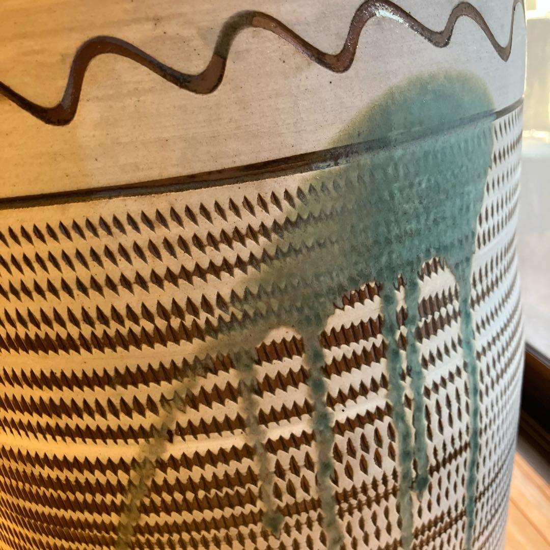 小鹿田焼　飛びカンナ　傘立て　睡蓮鉢　メダカ鉢　小石原焼