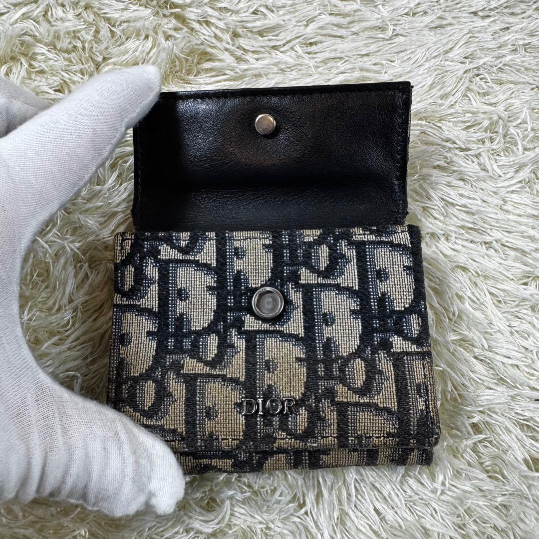 大人気✨ディオール　オム　三つ折り財布　ジャカードオブリーク　グレー