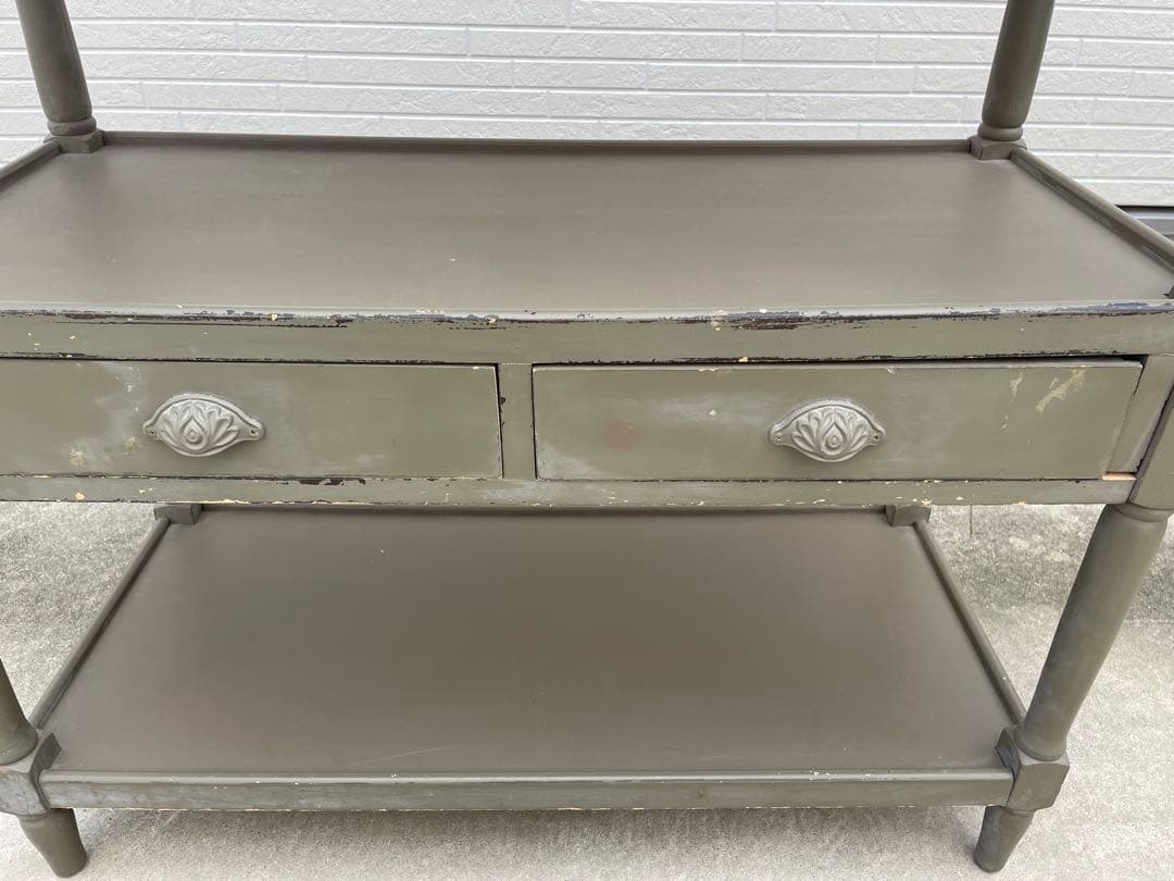 na アンティーク調　キャビネット　ラック　シェルフ　木製　引き出し付き