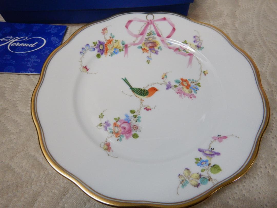 Herend ヘレンド　皿　花と鳥の皿　１９ｃｍ　未使用