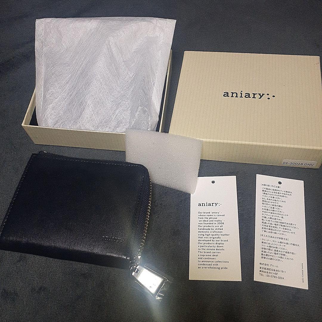 【aniary|アニアリ】アンティークレザー ウォレット Dark Navy