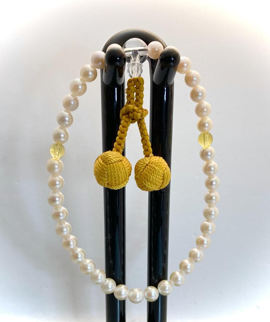 よれない 茶金房 あこや真珠 数珠 念珠 女性用全ての宗派で使用可能